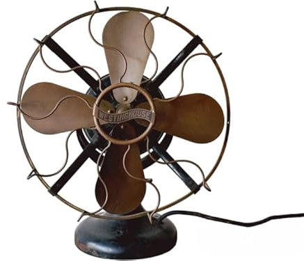 Antique 12 Brass Blade Table Fan | 4-Blade Desk Fan in Working Condition | Vintage Retro Home and Office Decor., 15 inches, Bronze, AA-545