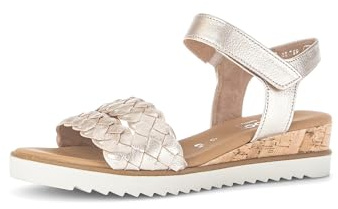 Gabor Damen Keilsandalen, Frauen Sandalen,Leichte Mehrweite (G),Sommerschuhe,Freizeitschuhe,offene Schuhe,Muschel(Kork/crem),38.5 EU / 5.5 UK