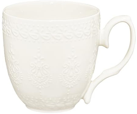 AMBITION Kaffeetasse Porzellan weiß 350 ml Galactic Porzellanbecher mit Prägung Spülmaschine & Mikrowelle