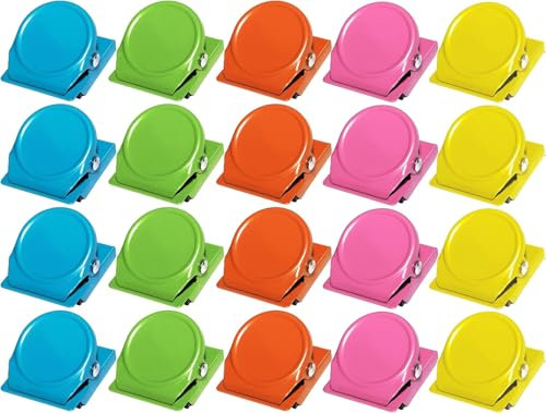 Lostwry 20 Stück Magnetische Clips, Magnet Klammer Multi Farbe Metall Magnet Clips Magnet Clips Klemmen für Kühlschrank, Whiteboard, Magnettafel, Büro, Zuhause, Küche, Schule