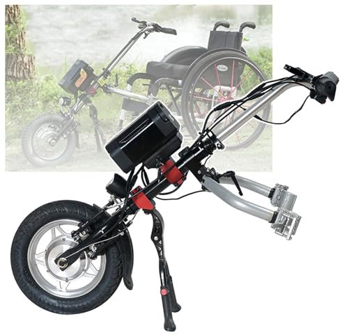 250-W-Elektro-Handbike-Rollstuhlaufsatz, Rollstuhl-Zuggeräte, 36 V, 10 Ah, Laufleistung: 40 Km, Manueller Rollstuhl-Antriebskopf, 12-Zoll-Räder, 3 Geschwindigkeiten, Rückwärtsfunktion, Mit Lautspreche