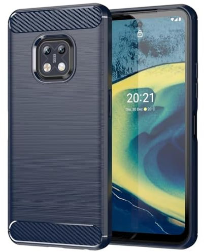 GTBDEKI Custodia per Nokia XR20, in fibra di carbonio, antiurto, sottile, in silicone robusto e morbido TPU, cover posteriore per Nokia XR20, blu