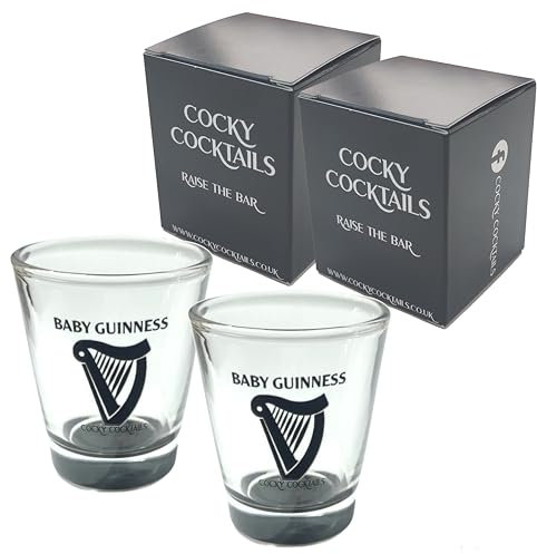 The Spice Specialist Baby Guinness Shot Glasses by Cocky Cocktails (2 Pack Clear)