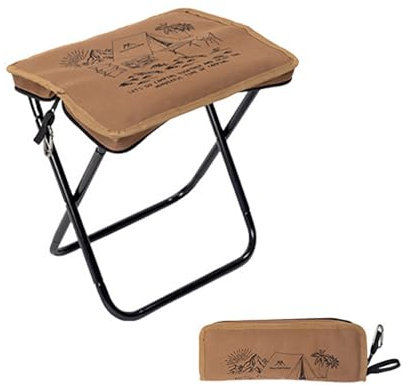 Kleiner tragbarer Klapphocker mit Druck, 1 Pack 28 cm Höhenhöhe, zusammenklappbarer Campinghocker Leicht zum Campen, Angeln, Picknick, Reisen und Wandern, Belastungskapazität bis 120 kg (schwarz)