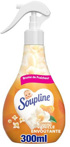 SOUPLINE Spray Brume de Linge Parfum Vanille, Brume Parfumée pour Linge de Maison et Vêtements, Complément Idéal à Votre Lessive et à Votre Adoucissant Linge, Soupline le flacon de 300 ml