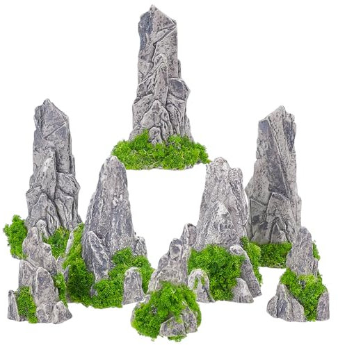 WEBEEDY 15 pz Mini Decorazione Rocaille Miniatura Giardino Zen Decor Bonsai Statua di Rocaille Paesaggio Montagna Figurine Ornamento per la Visualizzazione FAI DA TE Piante in Vaso Accessori per la