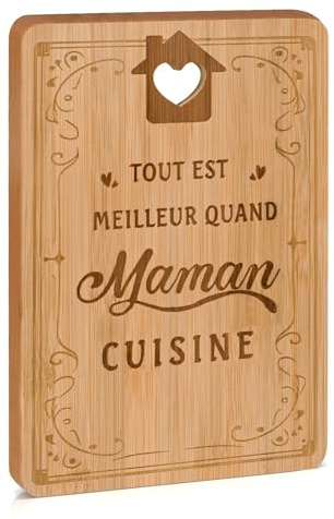 Cadeau Fete des Meres - Cadeau Maman Planche à Découper en Bambou Gravée, Cadeau Anniversaire Maman Original, Idee Cadeau Mere Cuisine