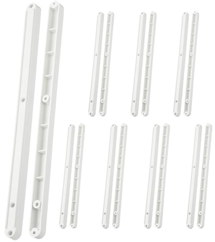 M METERXITY 8-Pairs(16Pcs) Drawer Slides, 12 Inch/ 298mm Plastic Drawer Rails Side Mounted Tracks Guides for Cabinets/Dressers/Furniture/Lockers, Replacement Guide Rails [White]