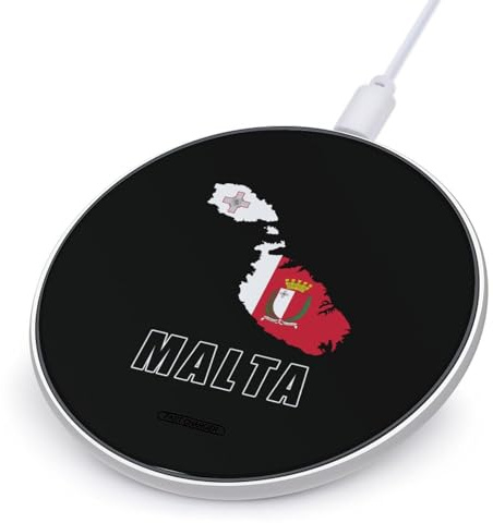 Malta Flag Map National Emblem Fast Portable Charger Round Phone Charging Pad 10W for Travel Work