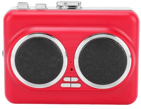 ASHATA Kassettenrekorder, USB-C-Audiokassetten-zu-MP3-Digitalkonverter, Tragbarer Kassettenrekorder mit Integriertem Lautsprecher und 3,5-mm-Kopfhöreranschluss (Rot)