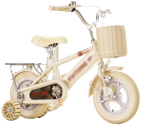 laufrad Kinderfahrrad for Mädchen und Jungen, 12–20 Zoll, Fahrrad mit Korb, Stützräder, Anfängerfahrrad mit Doppelbremsen, verstellbarem Sitz autoscooter(Blanc,20in)