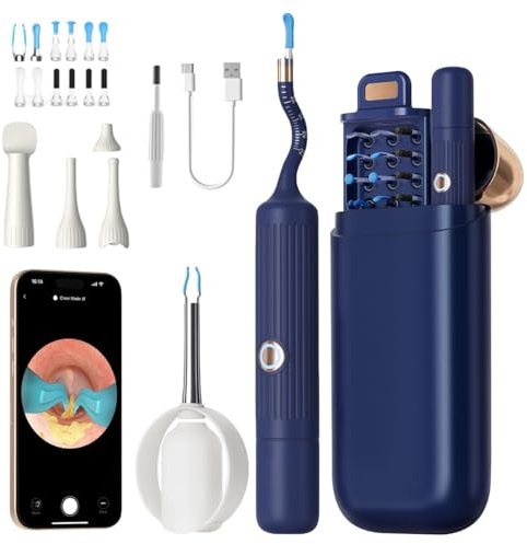 Ohrenschmalz Entferner,Otoskop Kamera Licht Tool Set,1920P HD Flexibler Ohrreiniger mit Pinzette,Ohrenreiniger Kamera mit Ersatzspitzen,für Ohren/Nasen/Hals-Untersuchungen,für Adults/Children
