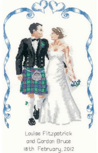 Heritage Aida Scottish Wedding (A) Counted Cross Stitch Kit, PUSW1030-A, 21x12.5cm