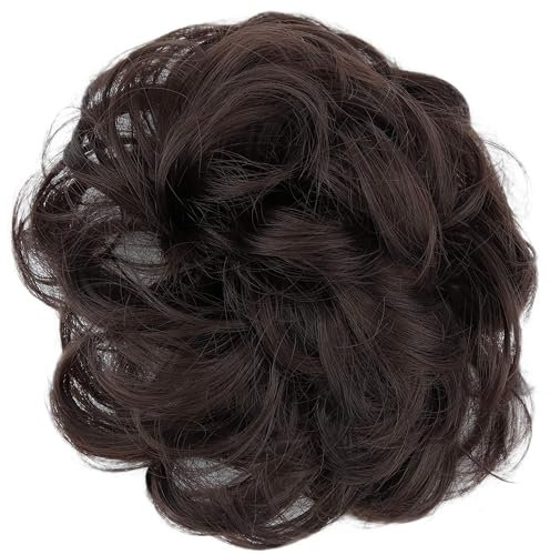 CAISHA Haarteil Haargummi Hochsteckfrisuren Brautfrisuren Voluminös Gelockt Unordentlich Dutt Kunstfaser DM15cm Braun G5A