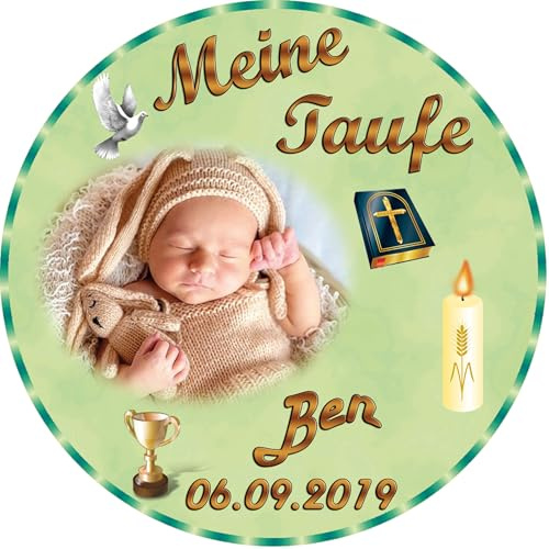 Tortenaufleger Fototorte Tortenbild Zuckerpapier Taufe Rund 14 cm T1