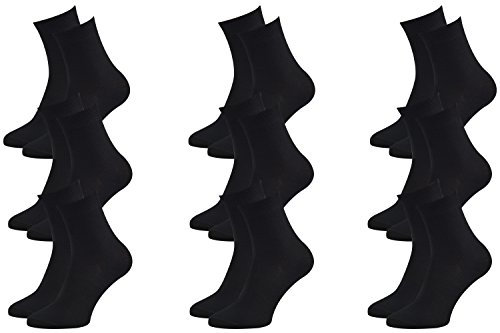 Rainbow Socks - Femme Homme Chausettes Midi en Bambou - 9 Paire - Noir - Taille 42-43