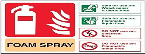 V Safety Foam Spray Id Not Electrical Safe Fire Extinguisher Sign - 200mm x 150mm - Self Adhesive Vinyl