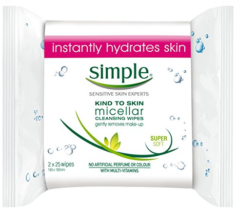 Simple Kind to Skin Micellar Cleansing Wipes, 2 x 25 s