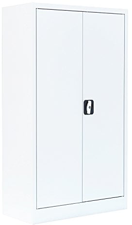 Flügeltürenschrank komplett montiert weiß Metallschrank abschließbar 120x80x38cm (HxBxT) Lagerschrank Aktenschrank 530297