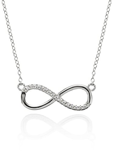 namana Silver Infinity Necklace With Cubic Zirconia, 925 Sterling Silver Chain for Women and Teen Girls, Elegant Diamante Infinity Jewellery Gift