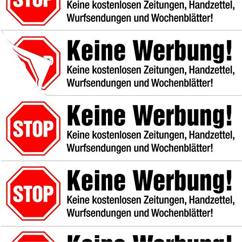 immi 10x Stop Keine Werbung Briefkasten Reklame Aufkleber matt einzeln abziehbar