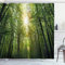 ABAKUHAUS Wald Duschvorhang, Sommer-Baum Untersicht, Stoffliches Gewebe Badezimmerdekorationsset mit Haken, 175 x 200 cm, Farngrün Gelb