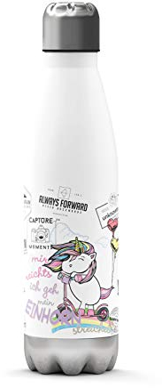 Sunnywall Premium Edelstahl-Thermosflasche mit niedlichen Motiven kalt & heiß Thermoskanne Isolierflasche Trinkflasche 500ml Wasserflasche 0.50L Einhorn