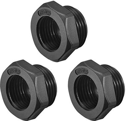 sourcing map 3 Stück Kabelverschraubung M20-M16 IP68 Kabelverbinder Schwarz | Kabeldurchführung, verstellbare, Nylon, Wasserdicht, für Kabel und Verteilerdosen verwendet