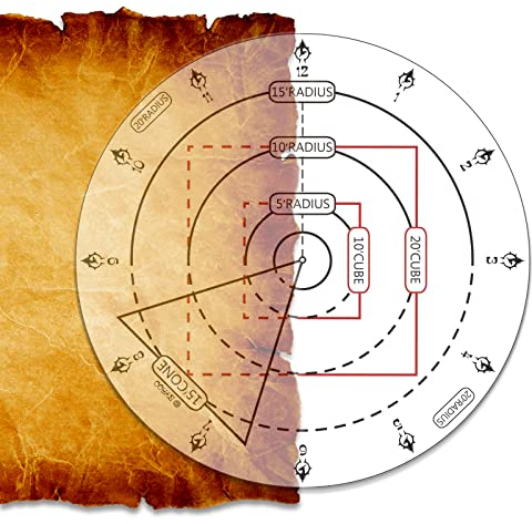 Byhoo AOE-Zaubervorlage, DND-Flächeneffektmarker, für Spielbretter mit 1-Zoll-Raster oder -Hexfeld, RPG-Zubehör für Dungeons and Dragons 5, Pathfinder und andere TTRPGs