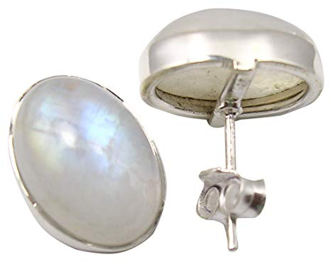 SilverStarJewel Original Regenbogen Mondstein Ohrringe 1,5 cm 925 Solid Silber Verlobungsgeschenk