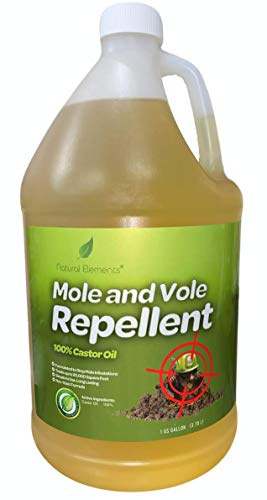Natural Elements Mole and Vole Repellent – 100% Castor Oil Formula – Lawn and Yard Treatment – Covers Large Areas – 128 oz (1 Gallon)