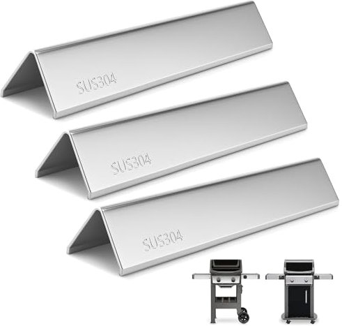 Hisencn 7635 Flavorizer Bars für Weber Spirit E210, S210, E220, S220 mit vorderen Bedienknöpfen, 304 Edelstahl Heizplatte für Weber Spirit 200 Serie Gasgrill, 3 Stück, 39,8 cm