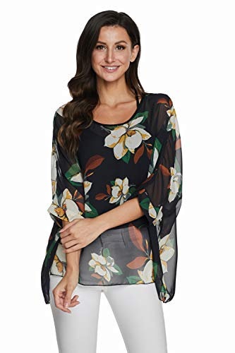 OKSakady Camicetta Donna Estate -Blusa in Chiffon Taglie Forti Maglia Elegante e Casual con Stampa Floreale