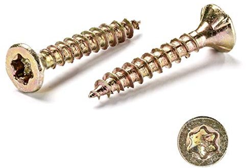 INNONEXXT® Premium Spanplattenschrauben | 3,5 x 16 mm | Fräsrippen | Cut-Spitze | Terrassenschrauben, Holzschrauben, Universalschrauben | gelb verzinkt | Made in Germany | 500 Stück | Innenvielzahn