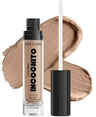 Wet n Wild Megalast Incognito Full-Coverage Concealer, Abdeckstift Flüssig Matt Langanhaltend, Gegen Augenringe und Unreinheiten, Mit Sheabutter, Medium Golden