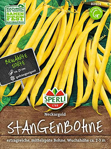 80404 Sperli Premium Stangenbohnen Samen Neckargold | Ertragreich | Zartfleischig | Stangenbohnen Samen ohne Fäden | Stangenbohnen Saatgut