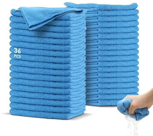Myiosus Microfibre Cloth Pack of 36, Reusable Microfibre Cloths Towels 35 x 35 cm, Super Absorbent and Lint Free Microfiber Cleaning Rags for Home, Kitchen, Car, Windows