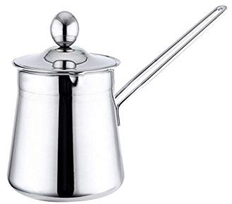 qiuqiu Kaffeekanne, Espresso-Dekanter Mit Deckel, Türkische Kaffeekanne Aus Rostfreiem Stahl, Wärmere Milch, Butterschmelztiegel Mit Griff, Barista-Kaffee-Dekanter-Krug, Saucenpfannenkanne-720ml