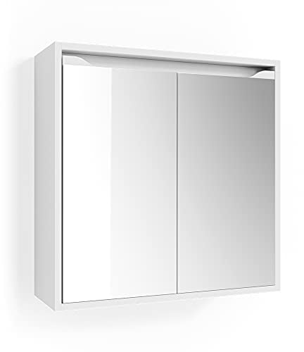 Vicco Badspiegelschrank Ruben, Badezimmerspiegel, Weiß, 60 x 60 cm