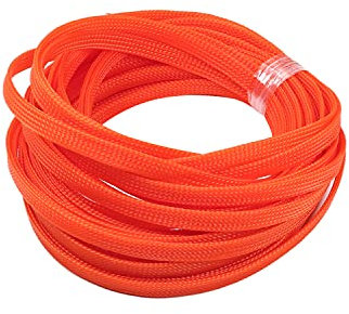Aicosineg Orange PET Expandable Braided Sleeving 32.81 Ft Length 0.31 Inch Flat Width Cable Sleeve for Protect Cable 1Pcs