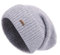 jaxmonoy Kaschmir-Mütze für Damen, Winter, leicht, Wolle, Strickmütze, Bündchen, weich, warm, Slouch-Beanie-Mütze, Hellgrau, Einheitsgröße