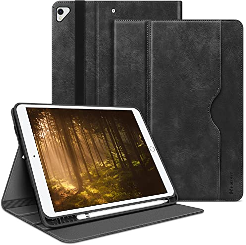 HOLIMET Hülle für iPad 9./8./7. Generation(2021/2020/2019) 10,2 Zoll mit Stifthalter, iPad Air 3 2019 und iPad Pro 2017 10.5 Hülle TPU Rückseite Abdeckung Schutzhülle, Auto Schlafen/Wachen (Schwarz)
