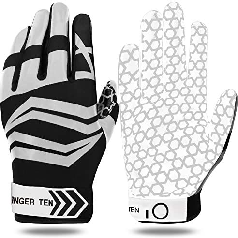 LOVMEAD American Football Handschuhe Erwachsener Jugend Herren Gloves Receiver Empfänger Handschuhe Ultra Stick für Sport Fußball (XL, Grau)