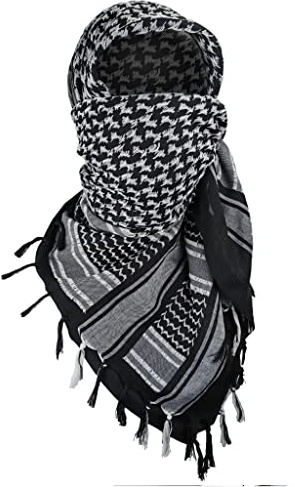 Luxns Foulard Keffieh Shemagh militaire tactique désert 100 % coton, pour homme et femme