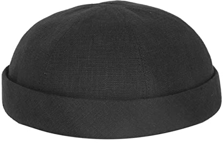 HANSEHELD Docker Cap Leinen Schwarz Kurz Flach Segler Sailor Cap 57 | Seemannsmütze | Dockermütze | Sommer | Docker Hut | Made in Germany