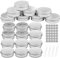 Firschoie 20 Pièces Pots Cosmétiques Vide en Aluminium, 20ml Mini pot avec bouchon à vis, cannette vide Avec 28 autocollants ronds et 4 spatules, Idéal pour maquillage, crèmes, lotions