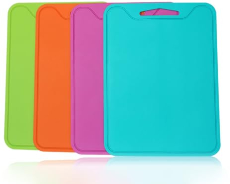 Flexible Silicone Cutting Board Mat - Colorful Easy to Clean Reversible Design for Kitchen and Camping - 29.5 X 21.8 Cm Dishwasher Safe Random Color