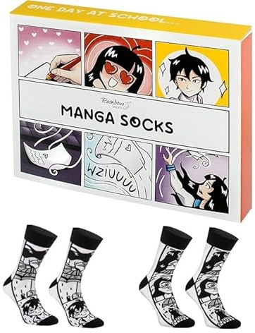 Rainbow Socks - Damen Herren Lustige Manga Socken - Novelty Geschenk für Comic-Fans - 2 Paar