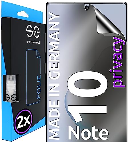 2x se® 3D SCHUTZFOLIE Privacy für Samsung Galaxy Note 10,Blickschutz, 100% Fingerabdruck & FaceID kompatibel, einfache blasenfreie Installation, Ultra-Klar, Stoß-Kratzfest, aus Deutschland