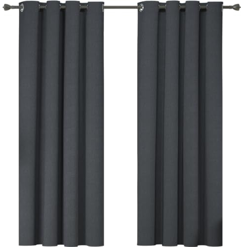 Ystyle Gardinen 2er Set, 100% Verdunklungsvorhänge, 140×225cm, Thermovorhang Gegen Kälte Und Hitze, Leinenoptik Blickdicht Wohnzimmer, Schallschutz Vorhang Mit Ösen Schlafzimmer, Grau